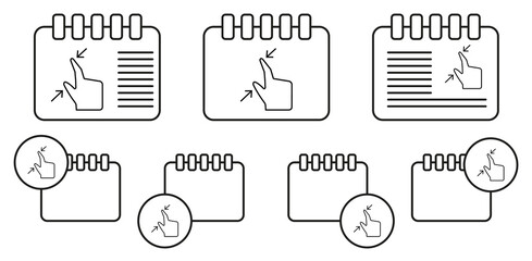 Push to minimize, touch, finger vector icon in calender set illustration for ui and ux, website or mobile application