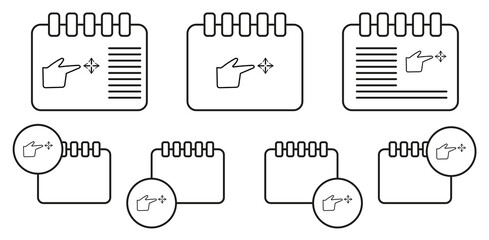Drag free, finger, gesture vector icon in calender set illustration for ui and ux, website or mobile application