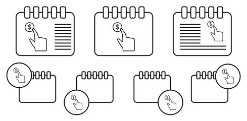 Dollar, finger, gestures vector icon in calender set illustration for ui and ux, website or mobile application