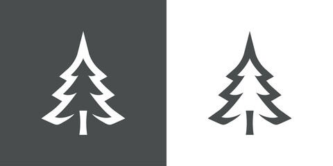 Fototapeta na wymiar Logotipo contorno exterior de árbol de navidad abstracto con ramas en forma de triángulo en fondo gris y fondo blanco
