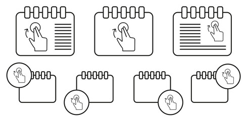 Tap, push, hand, touch vector icon in calender set illustration for ui and ux, website or mobile application