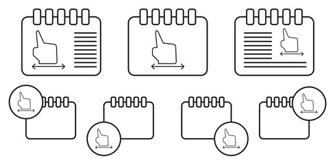 Touch, finger, hand vector icon in calender set illustration for ui and ux, website or mobile application