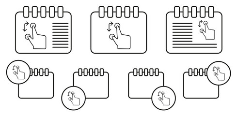 Screen, touch, finger vector icon in calender set illustration for ui and ux, website or mobile application