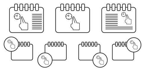 Finger, time, push vector icon in calender set illustration for ui and ux, website or mobile application