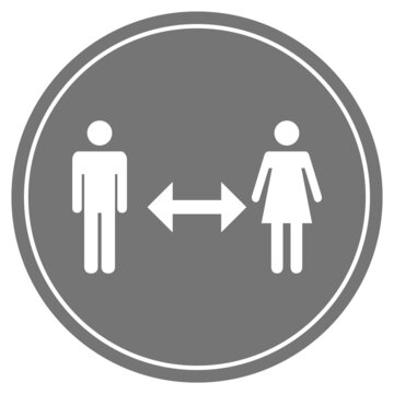 Grauer Button mit 2 Personen und Abstand
