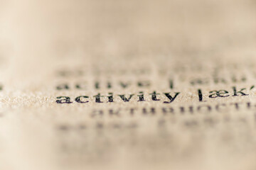 activity word dictionary
