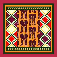 Traditional African Zimbabwe Textile Inspired Pattern symbol icon seamless  - obrazy, fototapety, plakaty