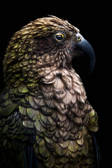 Kea parrot ( Nestor notabilis ) detail portrait