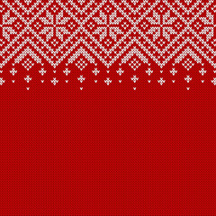 Christmas sweater background with copyspace. Vector knitted pattern.