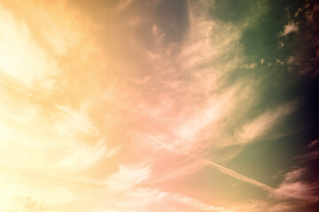 Naklejka na ściany i meble Sky landscape with clouds in pastel colors