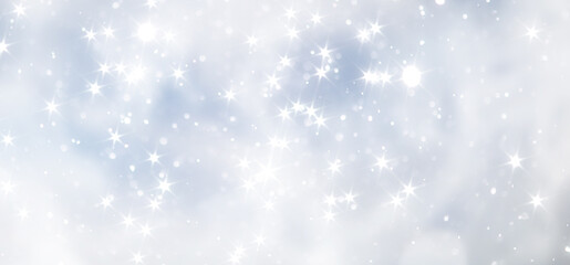 blue snowfall bokeh background, abstract snowflake background on blurred abstract blue