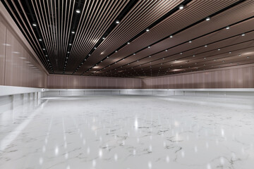 Empty hall exhibition centre.The backdrop for exhibition stand, booth,gallery,trade show.Conversation for activity,meeting.Arena for entertainment,event,sports.Indoor  Stadium,art museum.3d render.