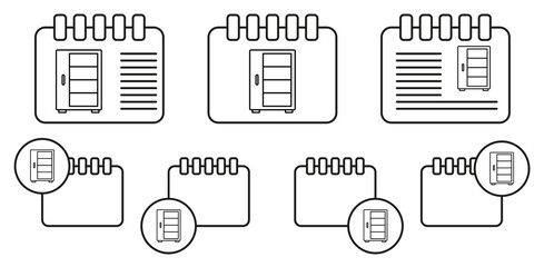 Refrigerator vector icon in calender set illustration for ui and ux, website or mobile application