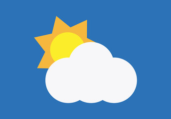 Icono de nube con sol en fondo azul.