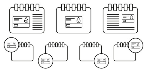 Id blood card vector icon in calender set illustration for ui and ux, website or mobile application