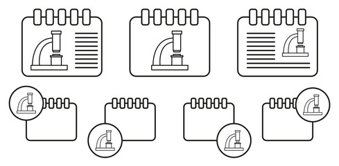 Microscope vector icon in calender set illustration for ui and ux, website or mobile application