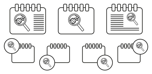 Magnifier pills vector icon in calender set illustration for ui and ux, website or mobile application