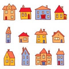 Vector cartoon style town homes
