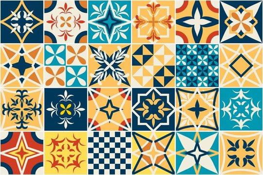 Spanish tiles floral seamless vector