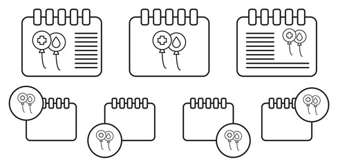 Balloons blood donation vector icon in calender set illustration for ui and ux, website or mobile application