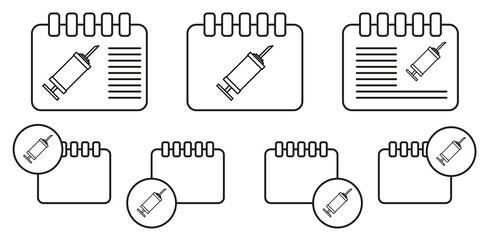 Syringe vector icon in calender set illustration for ui and ux, website or mobile application