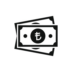 Turkish lira cash. Money icon flat style isolated on white background. Vector illustration