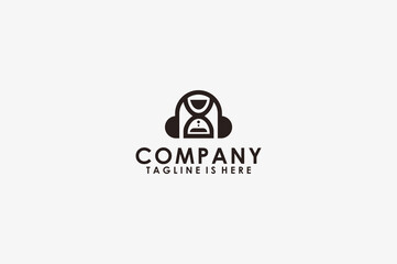 Headset With Hourglass Logo Design Icon Template