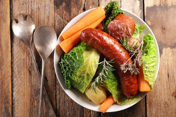 cabbage with sausage and broth