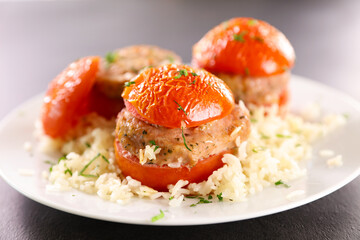 stuffed tomatoes with minced beef and rice