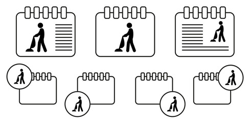 Man vacuum cleaner vector icon in calender set illustration for ui and ux, website or mobile application