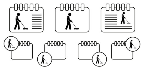 Man brushing vector icon in calender set illustration for ui and ux, website or mobile application