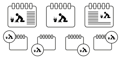 Man washing vector icon in calender set illustration for ui and ux, website or mobile application