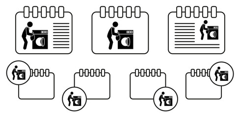 Man washing machine vector icon in calender set illustration for ui and ux, website or mobile application