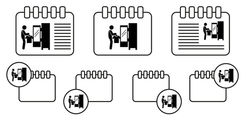 Man keeping clothes vector icon in calender set illustration for ui and ux, website or mobile application