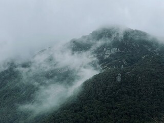 Low clouds on a cloudy day in the middle of the mountains in northern Spain.