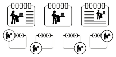 Man folding vector icon in calender set illustration for ui and ux, website or mobile application