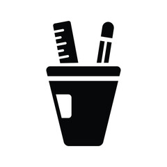 Office, supplies, pencil icon. Black vector graphics.