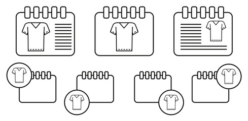 T-shirt clothes, dresses vector icon in calender set illustration for ui and ux, website or mobile application