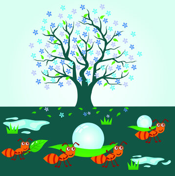 Background of a swarm of worker ants vector design illustration