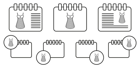 Nightdress clothes dress vector icon in calender set illustration for ui and ux, website or mobile application