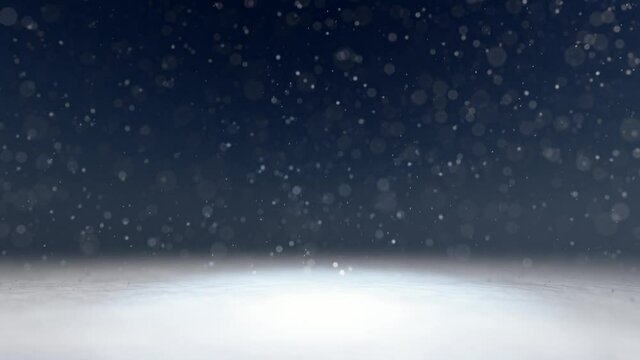 Christmas bokeh background snowflakes falling down on surface 3D Animation