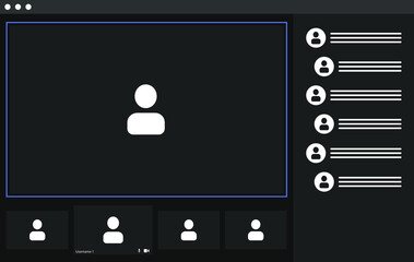 Video call screen template. Online webinar, meeting