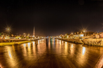 Ballina and River Moy, Co.Mayo, Ireland at twilight