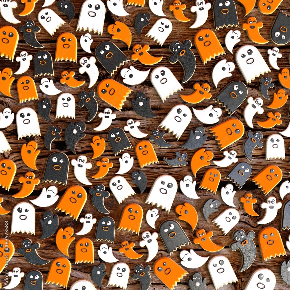 Sticker halloween ghost cookies - 3d illustration