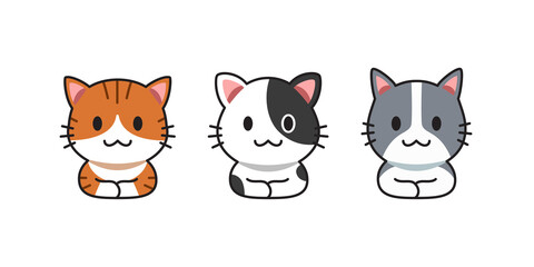 Set of vector cartoon cute cats for design.