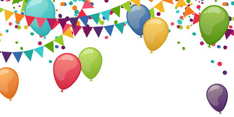 colored garlands and balloon party background