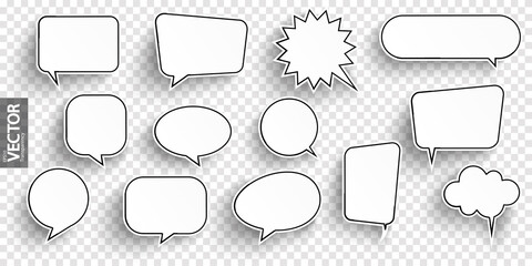 speech bubbles with shadow collection - obrazy, fototapety, plakaty
