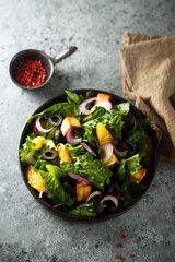 Orange salad with olives and red onion