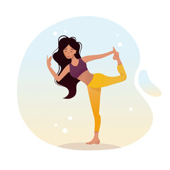 a modern girl does yoga, vector illustration
