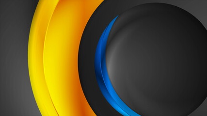 High contrast blue orange abstract circles corporate background
